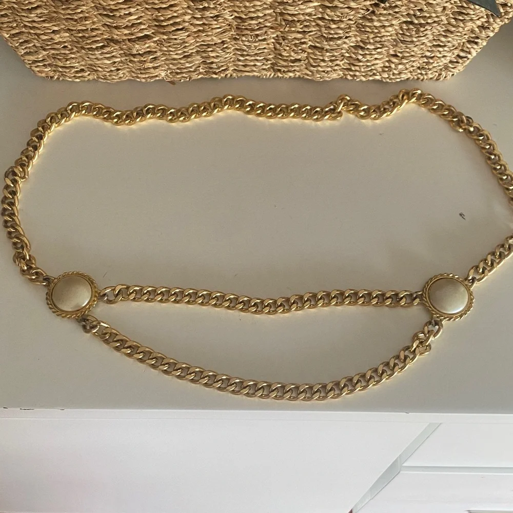 Gold Chain Pearl Vintage Belt